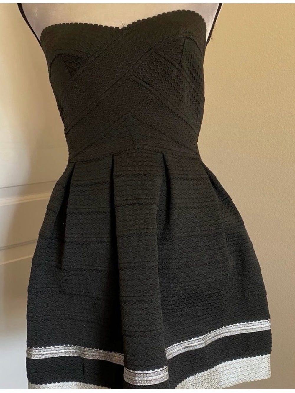 Sans Souci Strapless Black Dress with White Trim